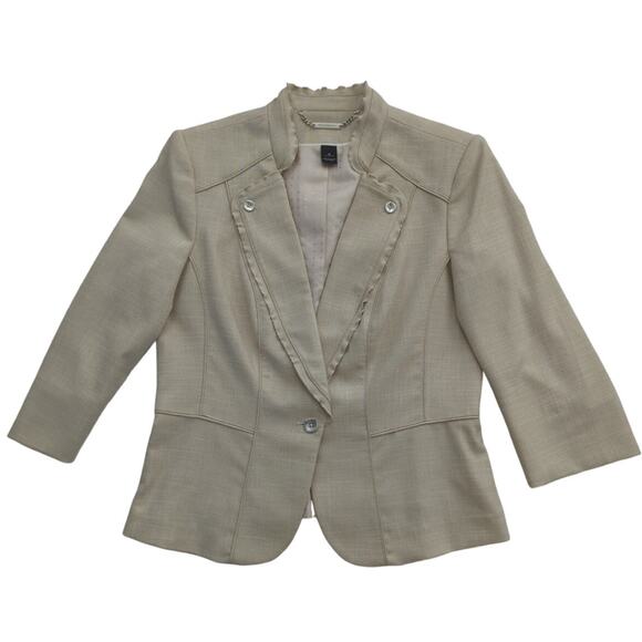 VTG White House Black Market Tan Fitted Suit Blazer 3/4 Sleeves Women's size 12 - Picture 1 of 11
